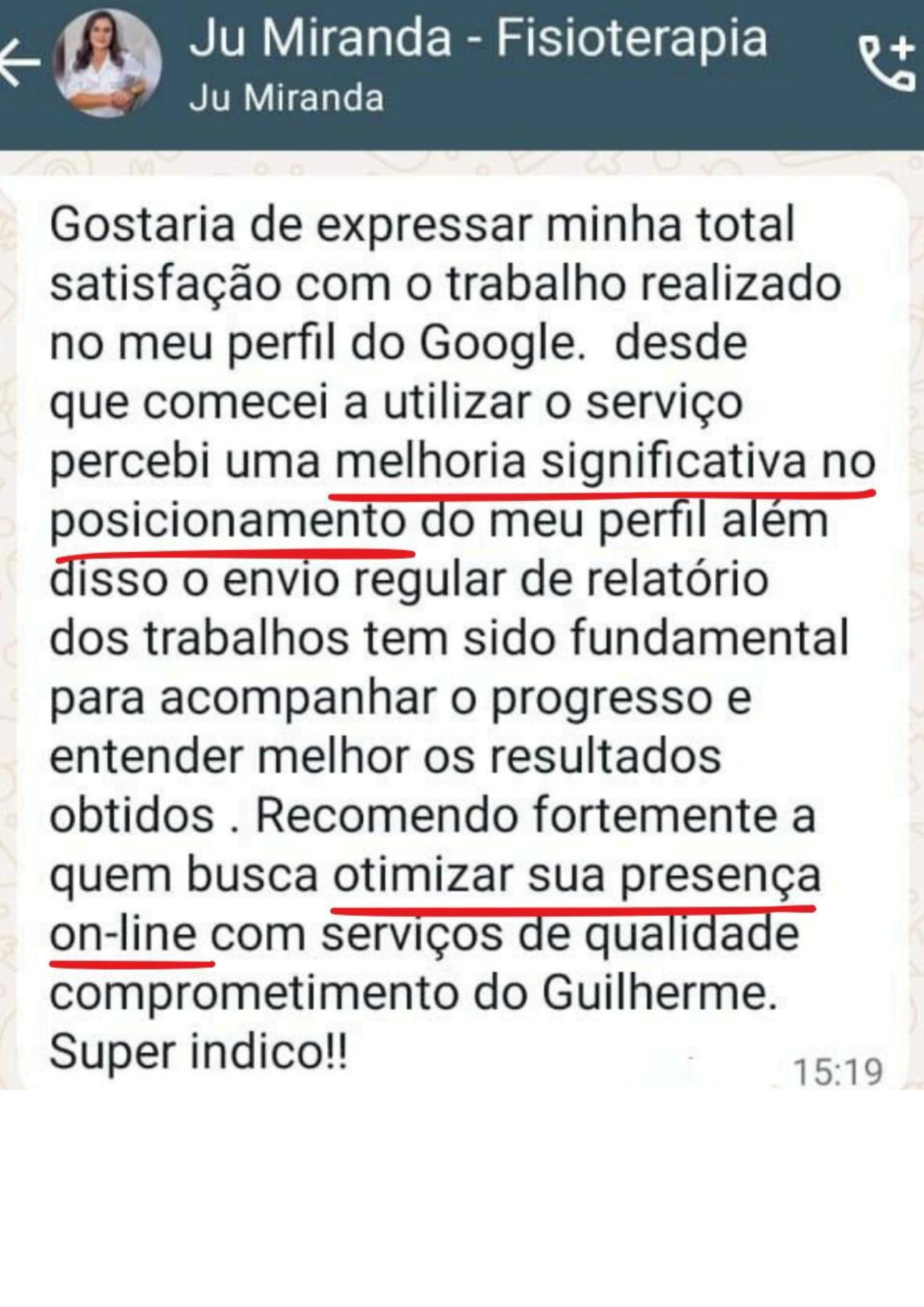 Depoimento de Ju Miranda — Fisioterapia